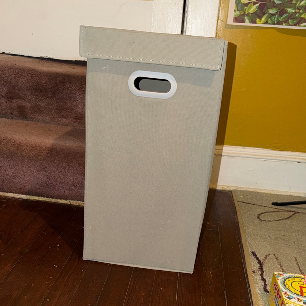 Gray Clothes Bin with Handle